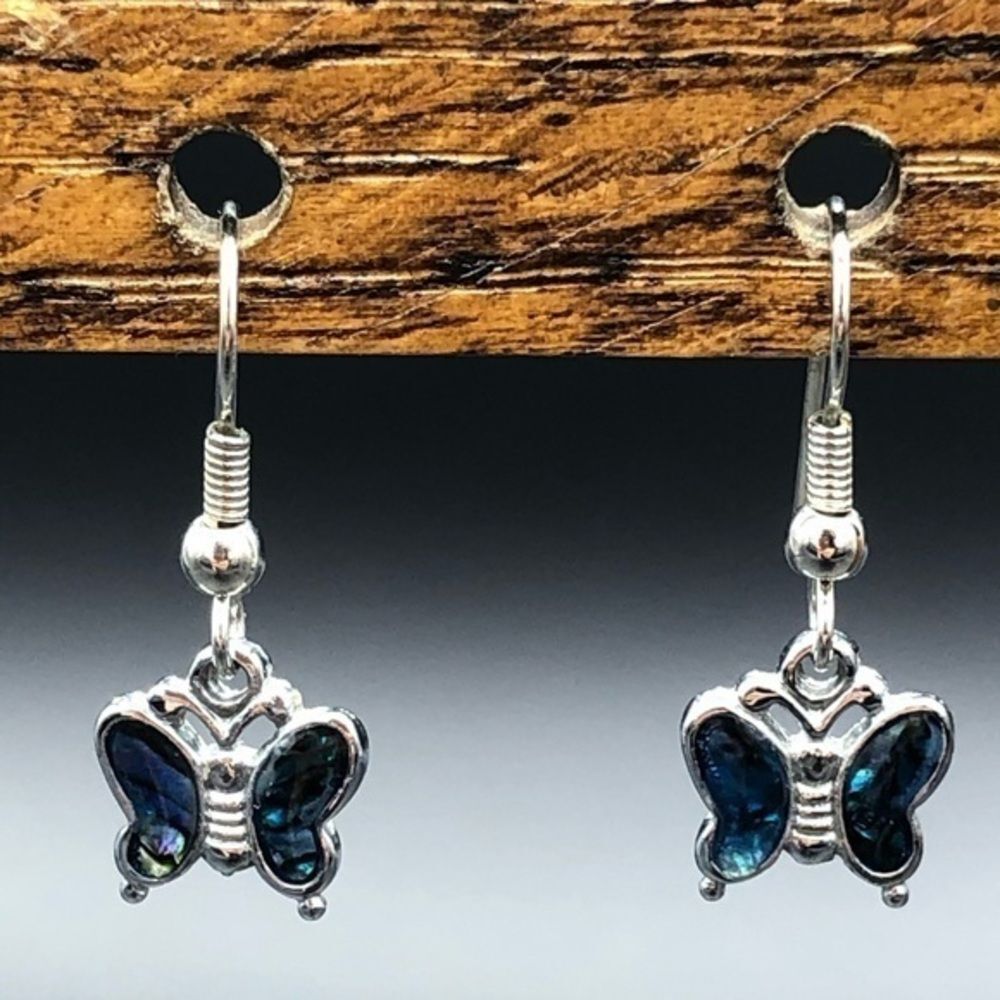 Butterfly Abalone Shell Fishhook Drop Earrings